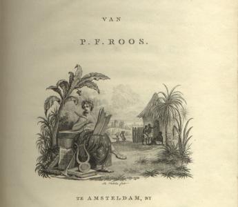 Titelpagina van 'Surinaamsche mengelpoëzy' (1804) van P.F. Roos.