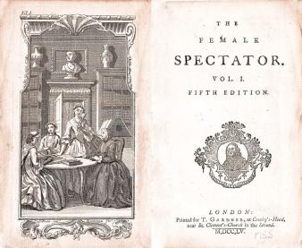 Voorblad van Eliza Haywoods’ The Female Spectator, die ook in het Frans als La Spectatrice in Suriname gelezen werd.