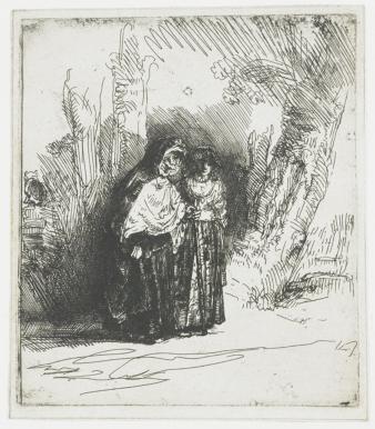 Ook Rembrandt van Rijn maakte een tekening van Preciose, hier vergezeld door Majombe (ca. 1642). 